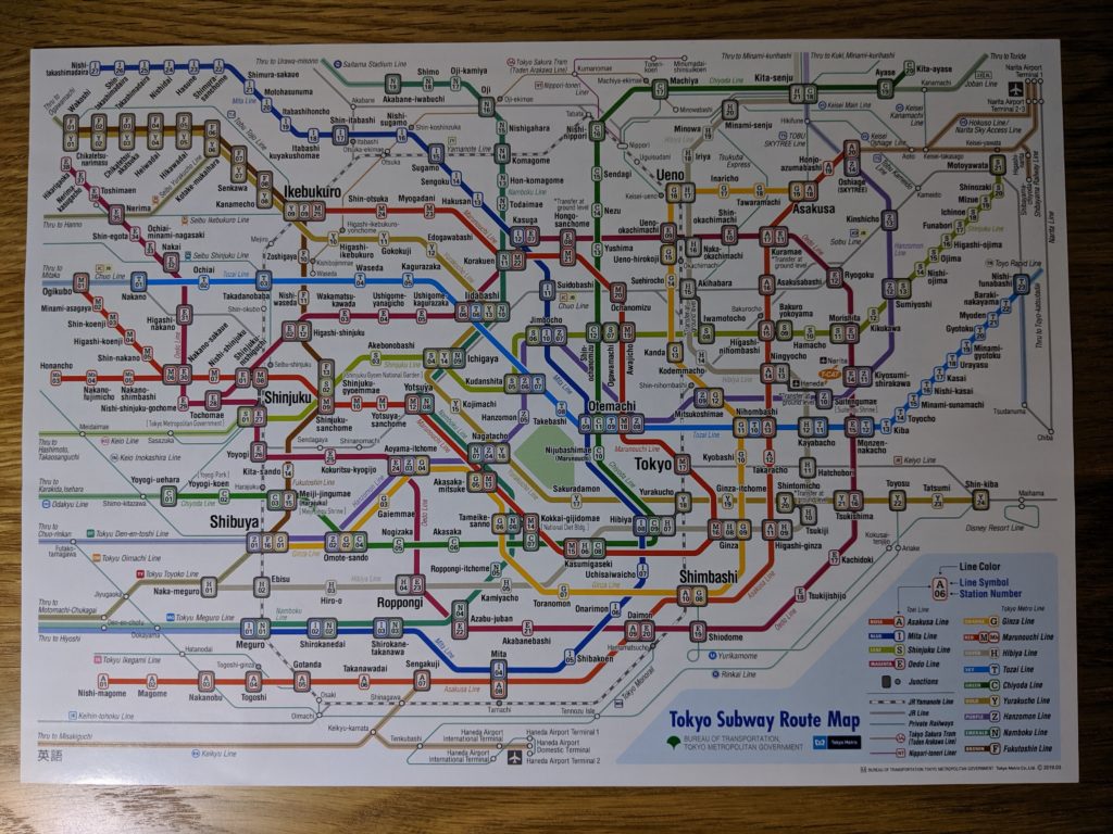 英語の東京地下鉄路線図