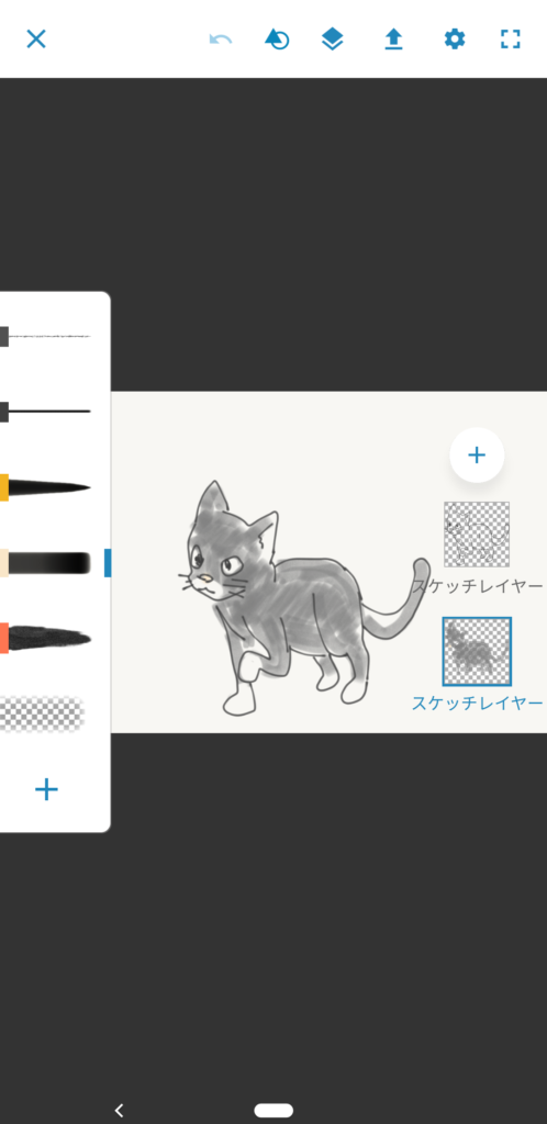 Adobe Photoshop SketchでBamboo Soloを使用して描いた猫