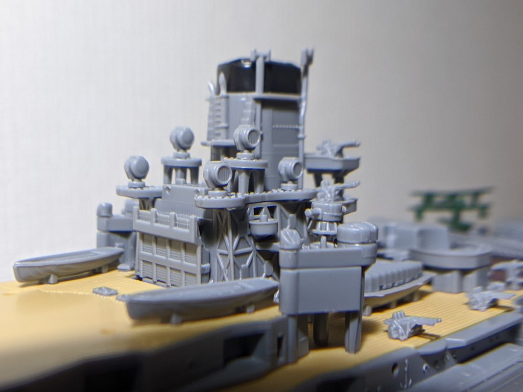 1/700 艦NEXT 013 日本海軍戦艦 長門 昭和19年/捷一号作戦 後部艦橋部品 組立後 斜め前から撮影