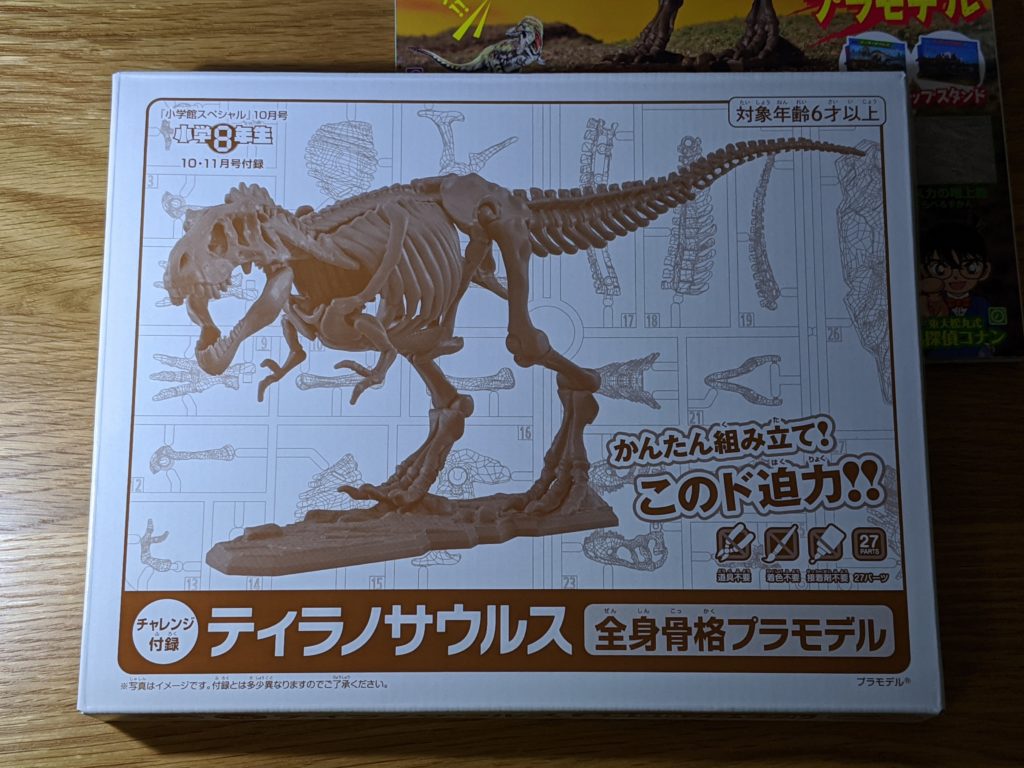 小学8年生 2020年10・11月号 チャレンジ付録ティラノサウルス全身骨格プラモデル