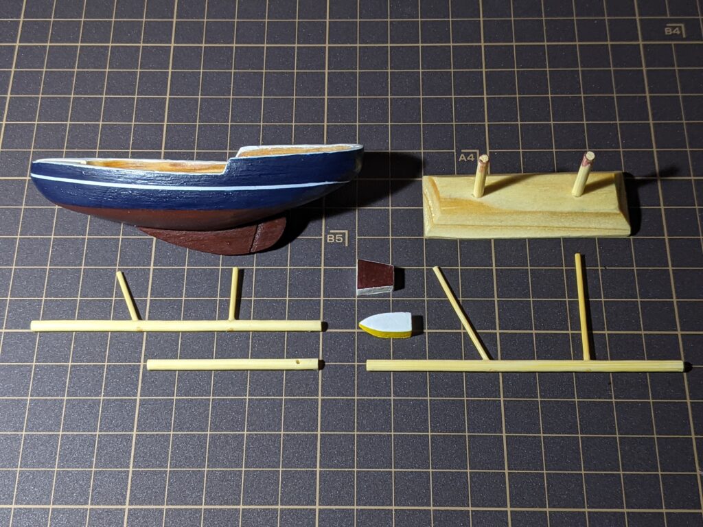 あおぞら モデルシップ 帆船模型 AOZORA ブルーノーズ ミニ Bluenose Mini の部品を塗装