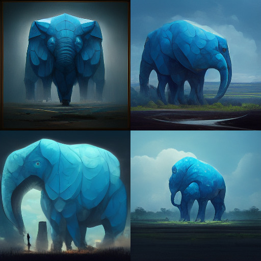 Midjourney giant_blue_elephant