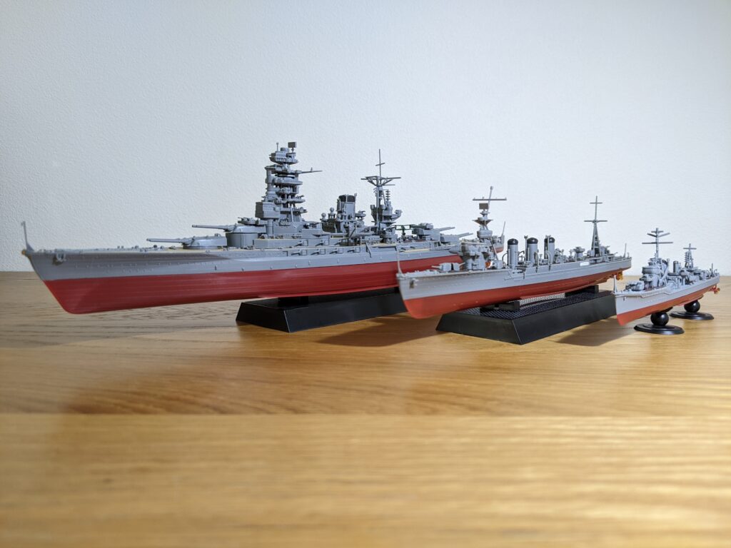 フジミ模型 1/700 艦NEXTシリーズの長門、多摩、雪風