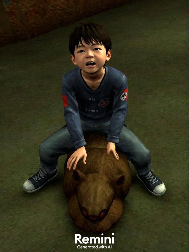 PS2フィルター（ゲームフィルター）をかけた息子の画像