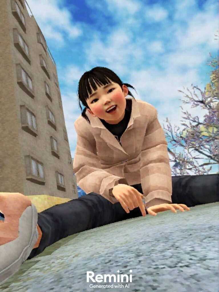 PS2フィルター（ゲームフィルター）をかけた娘の画像