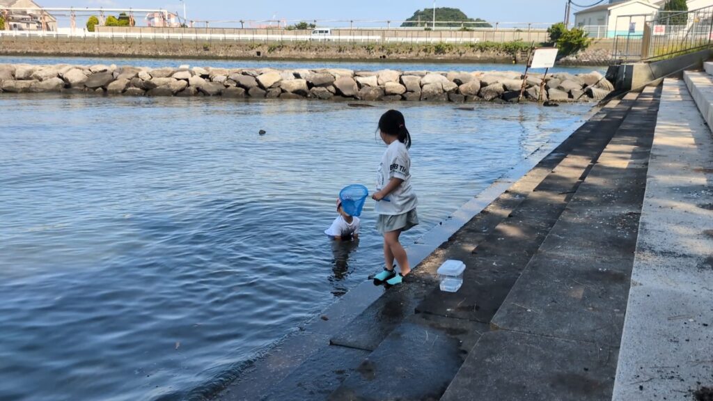 海辺で遊ぶ子供達