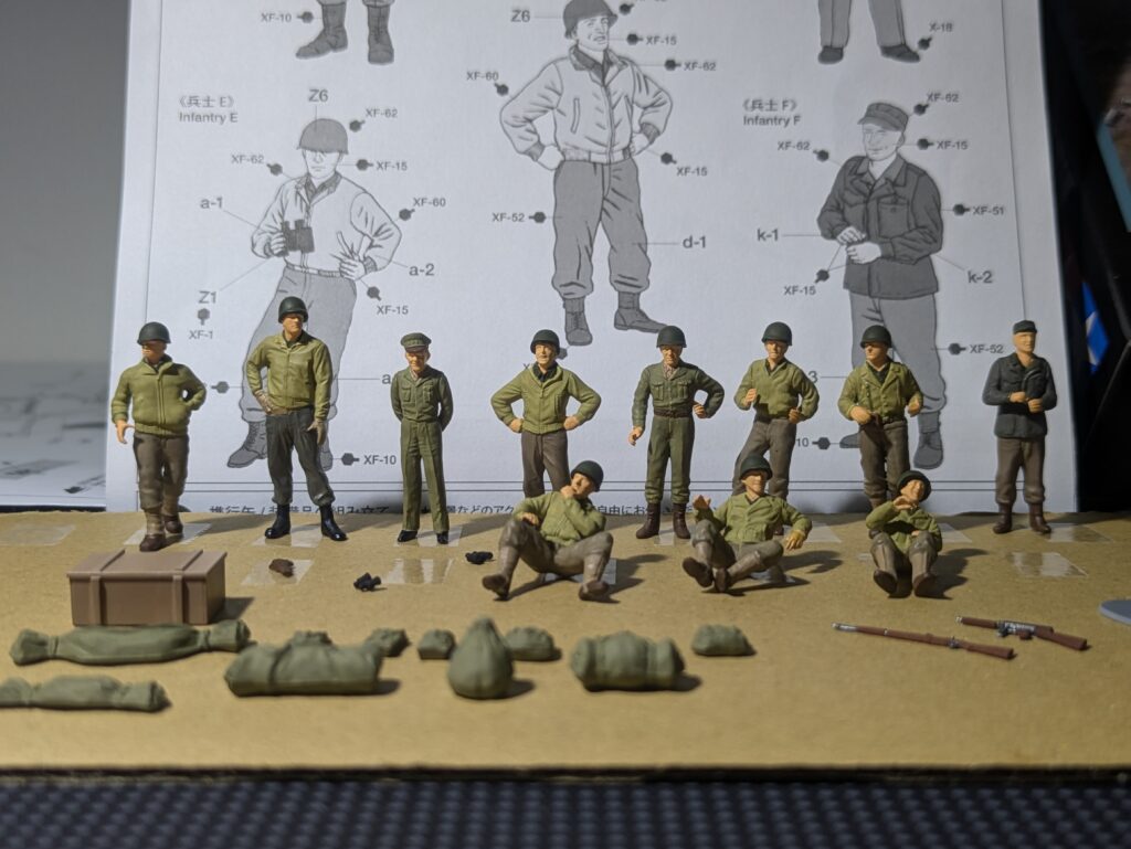 基本塗装が済んだ1/48のアメリカ陸軍歩兵