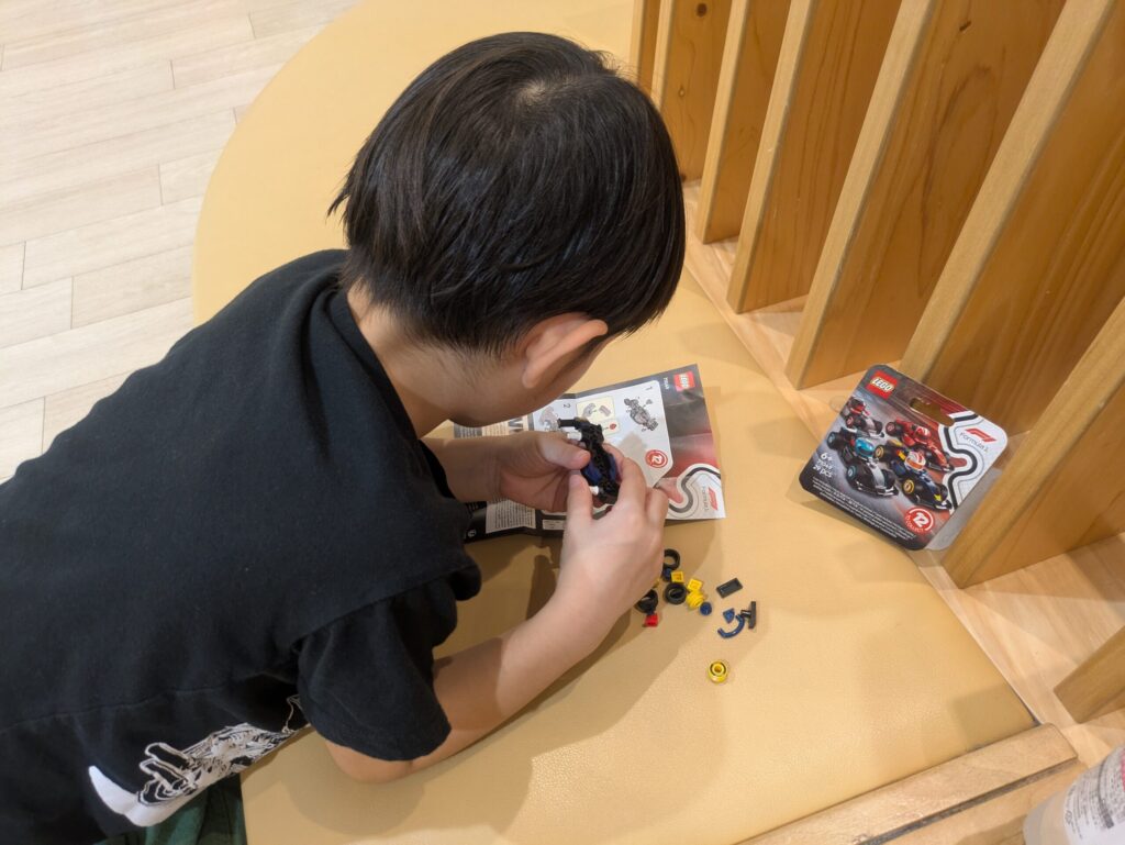 LEGO F1 コレクターズレースカー 71049 を組み立てる6歳児