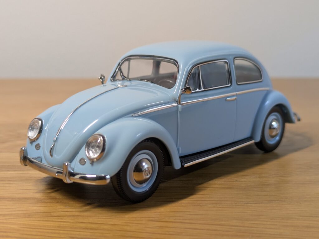 完成した青島文化教材社 楽プラ フォルクスワーゲン ビートル ホライゾンブルー